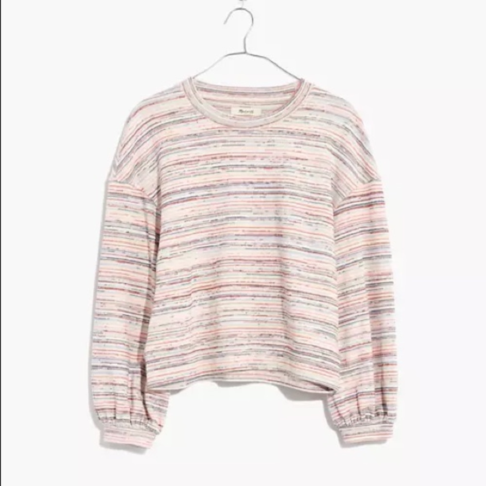 Madewell cotton sweater w pastel + neon threading